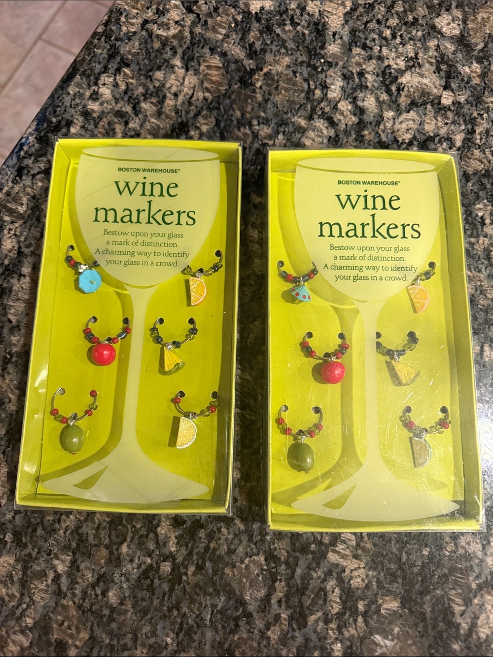 Boston Warehouse Wine Markers with Multicolor Fruit Charms